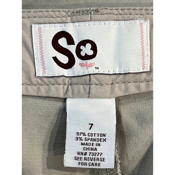 SO Cream Beige Wide Flare Straight Leg Chino Pants Juniors 7 Y2K Preppy Retro - Picture 5 of 10